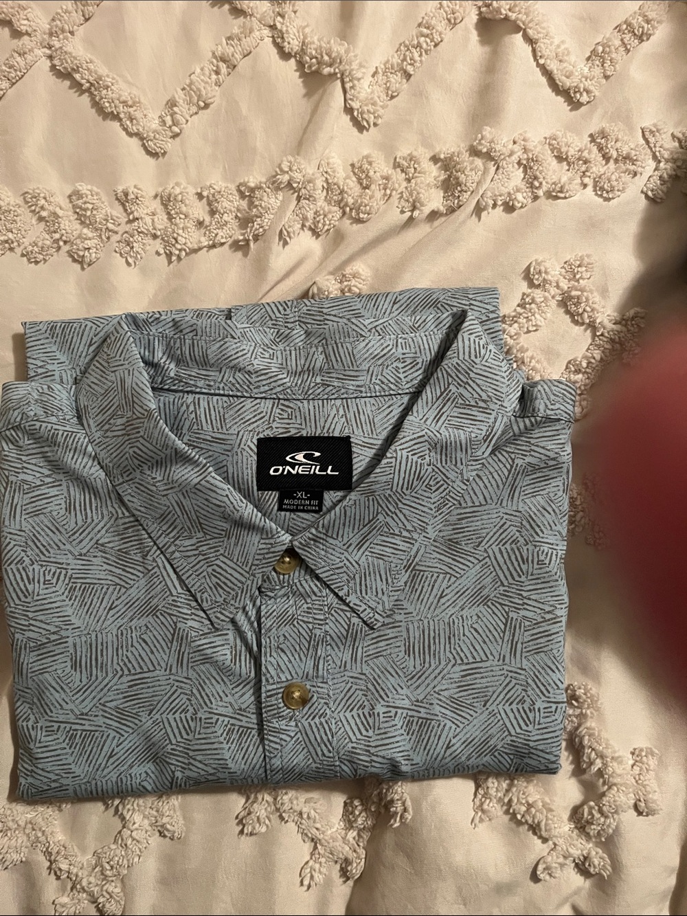 O'Neill Men’s Light Blue Geometric Short-Sleeve Button-Up Shirt